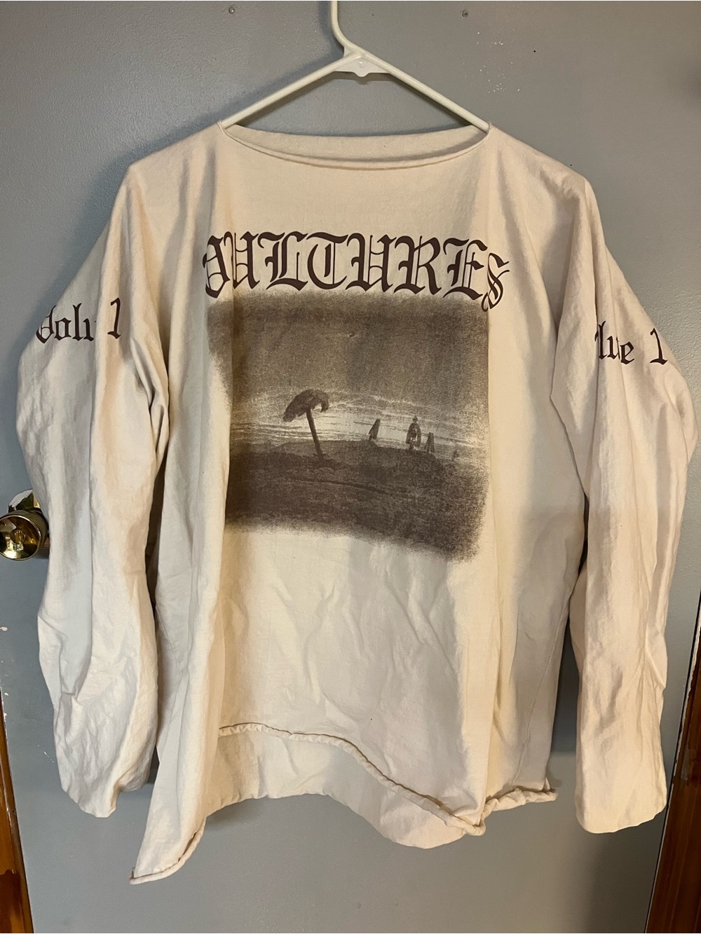 Yeezy Cream Long Sleeve Graphic Shirt with Black Photo Print